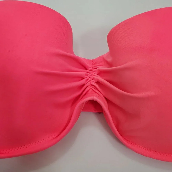 Victoria's Secret Women's Hot Pink Strapless Push Up Underwire Bikini Top 34B - Picture 2 of 6